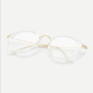 transparent metal frame top bar glasses